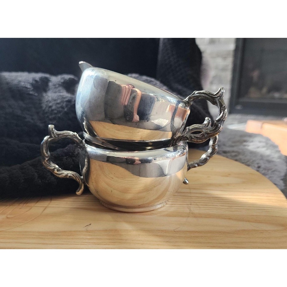 Vintage Viking Plate Silver Plated Cream and Sugar Set Canadian Made EP Copper